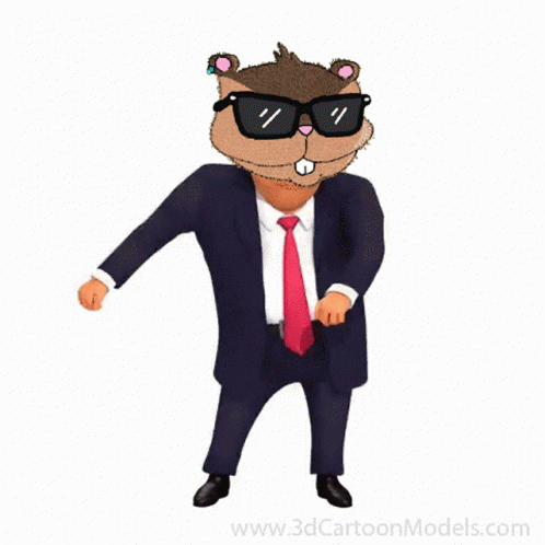Cartoon Beaver in Suit and Tie Dancing