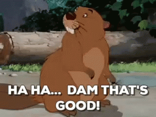 Cartoon Beaver Saying Ha Ha Dam