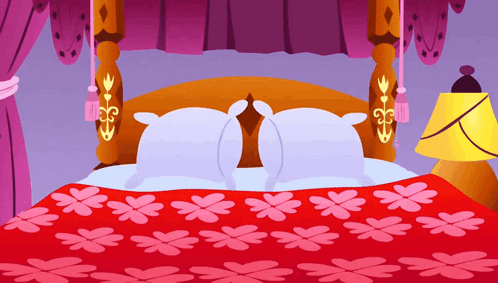 Cartoon Bed With Two Pillows