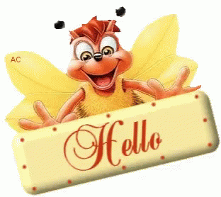Cartoon Bee Holding Hello Sign