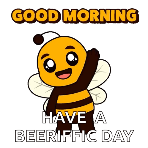 Cartoon Bee Saying Good Morning and Have a Beerific Day