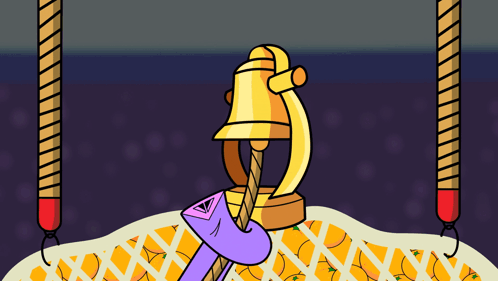Cartoon Bell and Purple Object