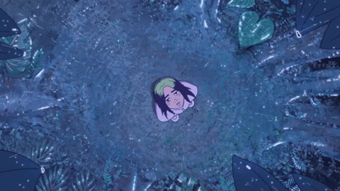 Cartoon Billie Eilish Look Up GIF