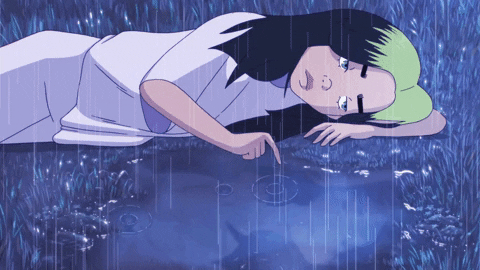 Cartoon Billie Eilish Playing Water GIF