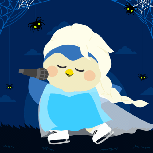 Cartoon Bird Dressed As Elsa From Frozen GIF