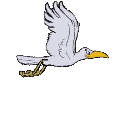 Cartoon Bird Flying with Yellow Beak