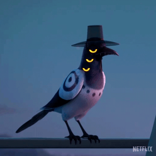 Cartoon Bird in Top Hat With Netflix Logo