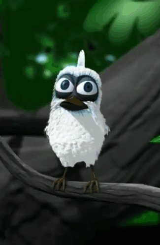 Cartoon Bird Sitting On Branch GIF