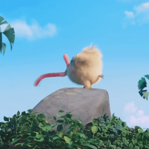 Cartoon Bird Standing on Rock