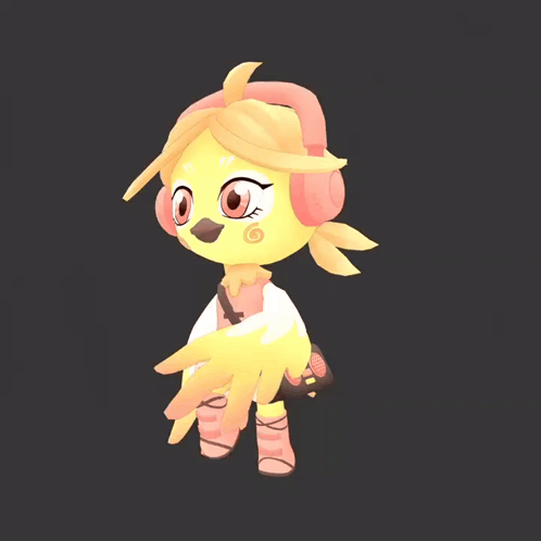 Cartoon Bird Wearing Headphones and Bag