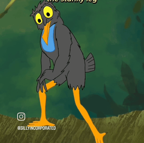 Cartoon Bird With Blue Beak And Yellow Legs GIF