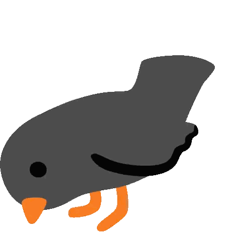 Cartoon Bird with Orange Legs and Black Tail