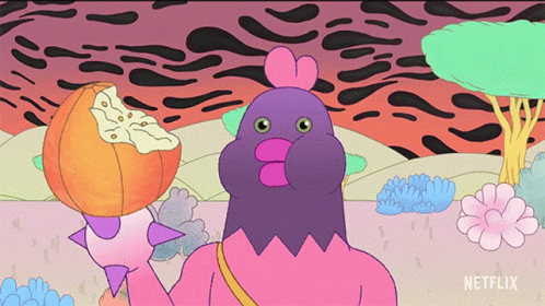 Cartoon Bird with Pumpkin on Head and Netflix Logo