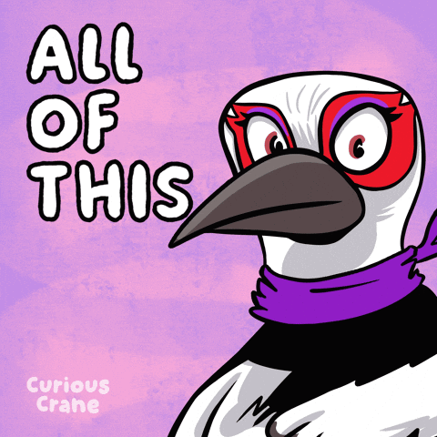 Cartoon Bird With Scarf Saying All of This