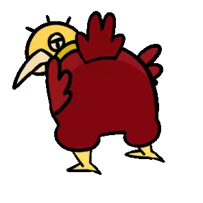 Cartoon Bird with Yellow Head and Red Feathers