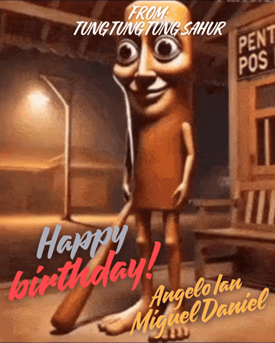Cartoon Birthday Card Saying Happy Birthday