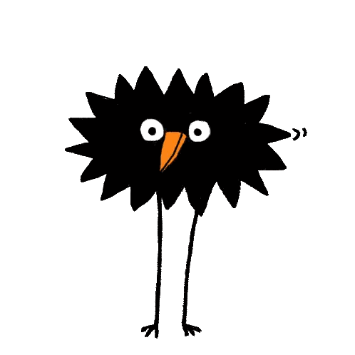 Cartoon Black Bird with Long Legs