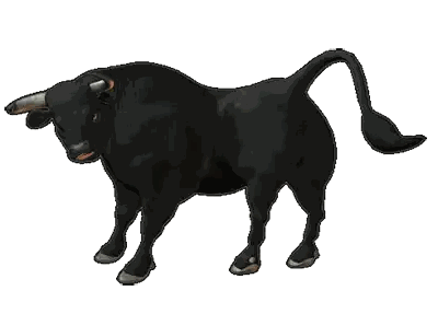 Cartoon Black Bull with Long Tail