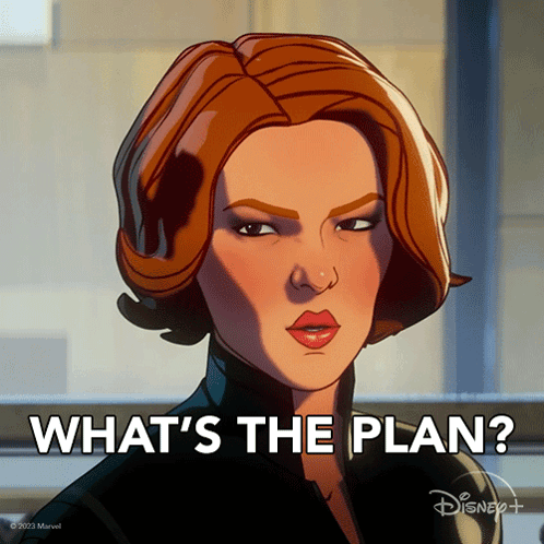 Cartoon Black Widow Asking About Plan GIF