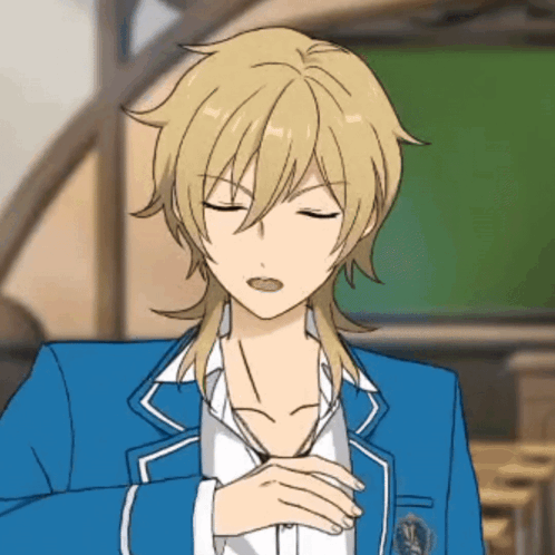 Cartoon Blonde Hair in Blue Jacket