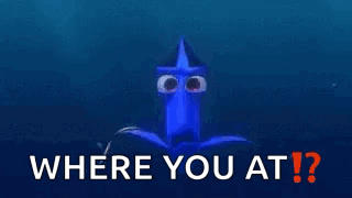 Cartoon Blue Character Eyes Saying Where You At