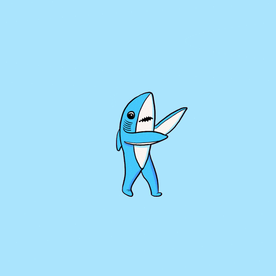 Cartoon Blue Dancing Shark Alone GIF