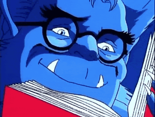Cartoon Blue Monster Wearing Glasses