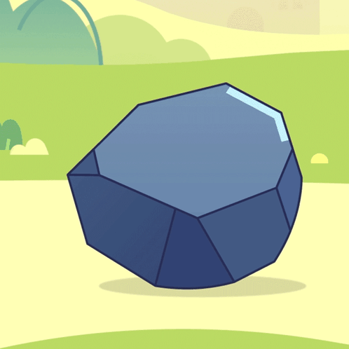 Cartoon Blue Rock in Grassy Area