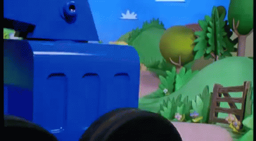 Cartoon Blue Truck and Fence