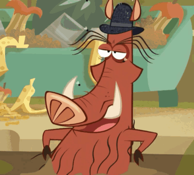 Cartoon Boar Wearing Black Hat