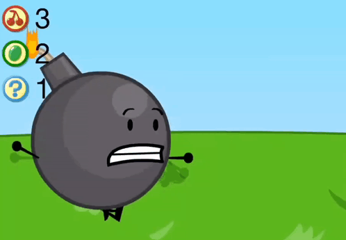 Cartoon Bomb With Face And Arms GIF