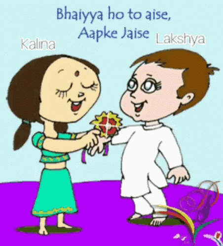 Cartoon Boy and Girl Shaking Hands Bhaiya Ho to Aise