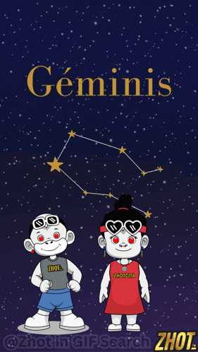 Cartoon Boy and Girl With Geminis