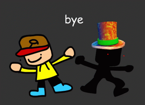Cartoon Boy And Top Hat Bye GIF