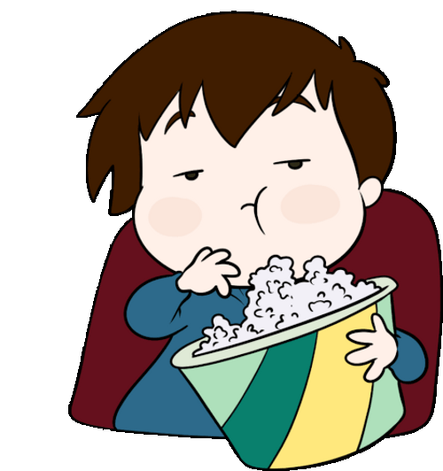 Cartoon Boy Eating Popcorn GIF 