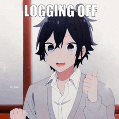 Cartoon Boy Giving Thumbs Up Saying Logging Off