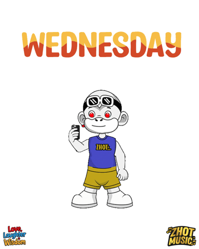 Cartoon Boy Holding Cell Phone Saying Wednesday