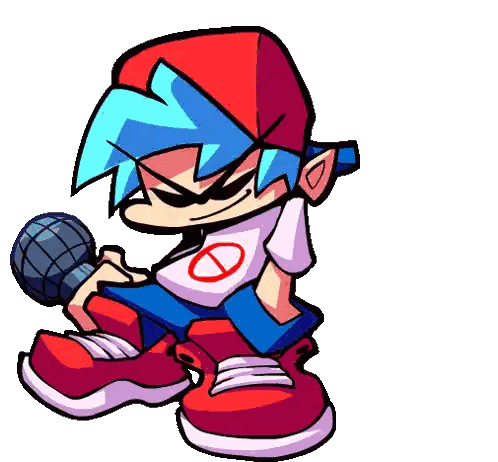 Cartoon Boy Holding Microphone in Red Hat