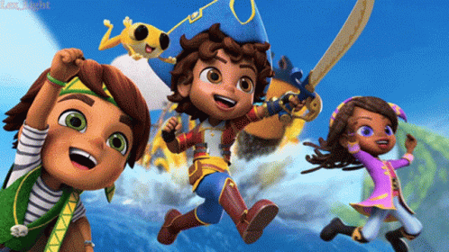 Cartoon Boy in Pirate Outfit
