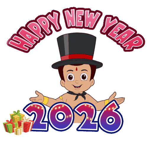 Cartoon Boy in Top Hat Happy New Year 2026