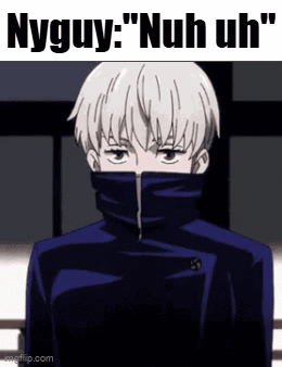 Cartoon Boy in Turtleneck Saying nyguy: nuh uh