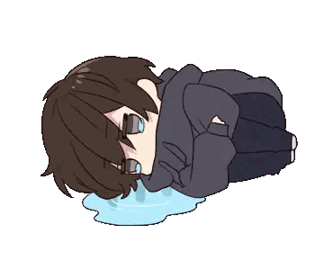 Cartoon Boy Lying on Floor Crying