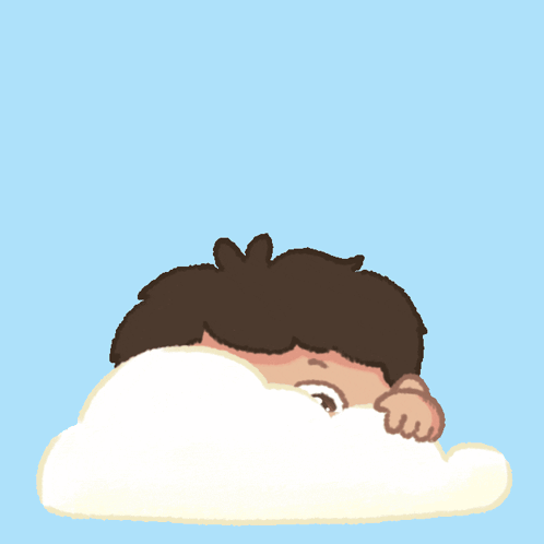 Cartoon Boy On Cloud Saying Good Morning GIF