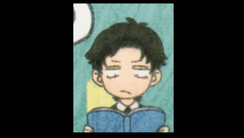 Cartoon Boy Reading Book With Eyes Closed