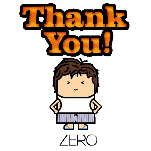 Cartoon Boy Standing Before Thank You Zero Sign