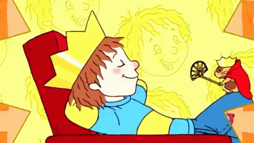 Cartoon Boy Wearing Crown Laying on Couch