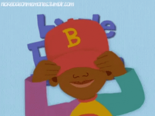 Cartoon Boy Wearing Hat With Letter B GIF