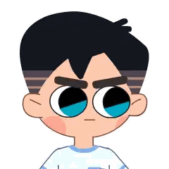 Cartoon Boy with Black Hair and Blue Eyes