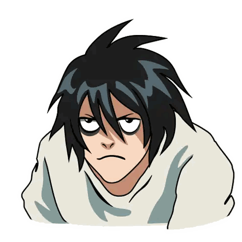 Cartoon Boy with Black Hair and White Eyes