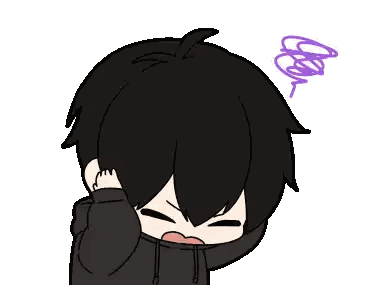 Cartoon Boy With Black Hair Covering Ear